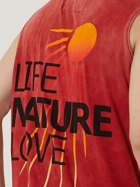 Free City Unisex Red Graphic Sleeveless Tee with Sun Print